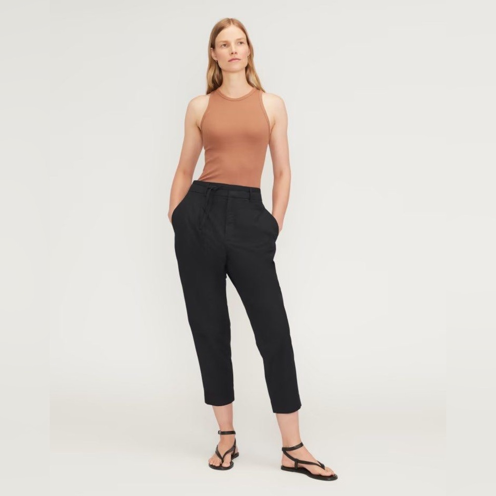 Everlane The Poplin Pleated Taper Pant in Black Size 6